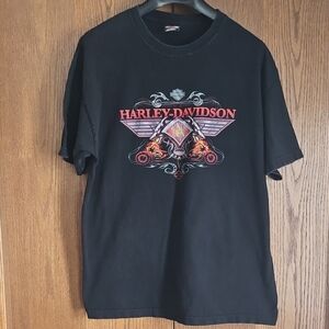 Harley-Davidson Biker To The Bone Black and Red Graphic Tee